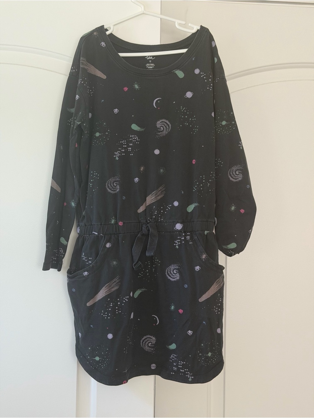 Tea Collection Black Space Print Casual Kids Dress